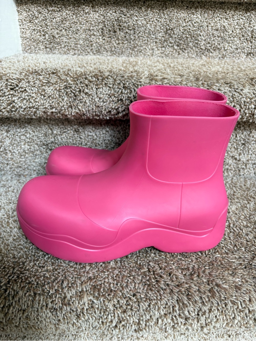 Bottega Veneta Women’s Hot Pink Platform Ankle Rain Boots